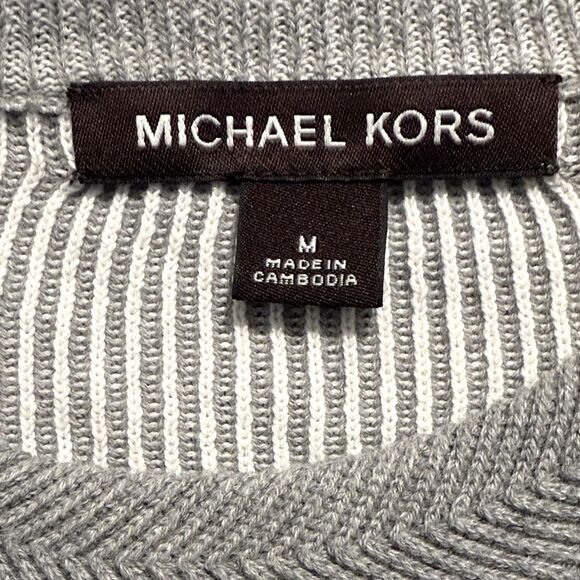 Michael Kors Gray Vertical Ribbed Knit Stretch Thermal Layering Sweater - Picture 10 of 11